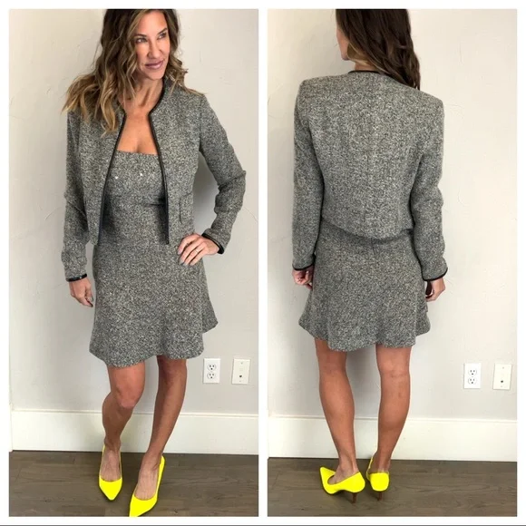 Bebe Herringbone Dress & Jacket | size 8 - Picture 6 of 7